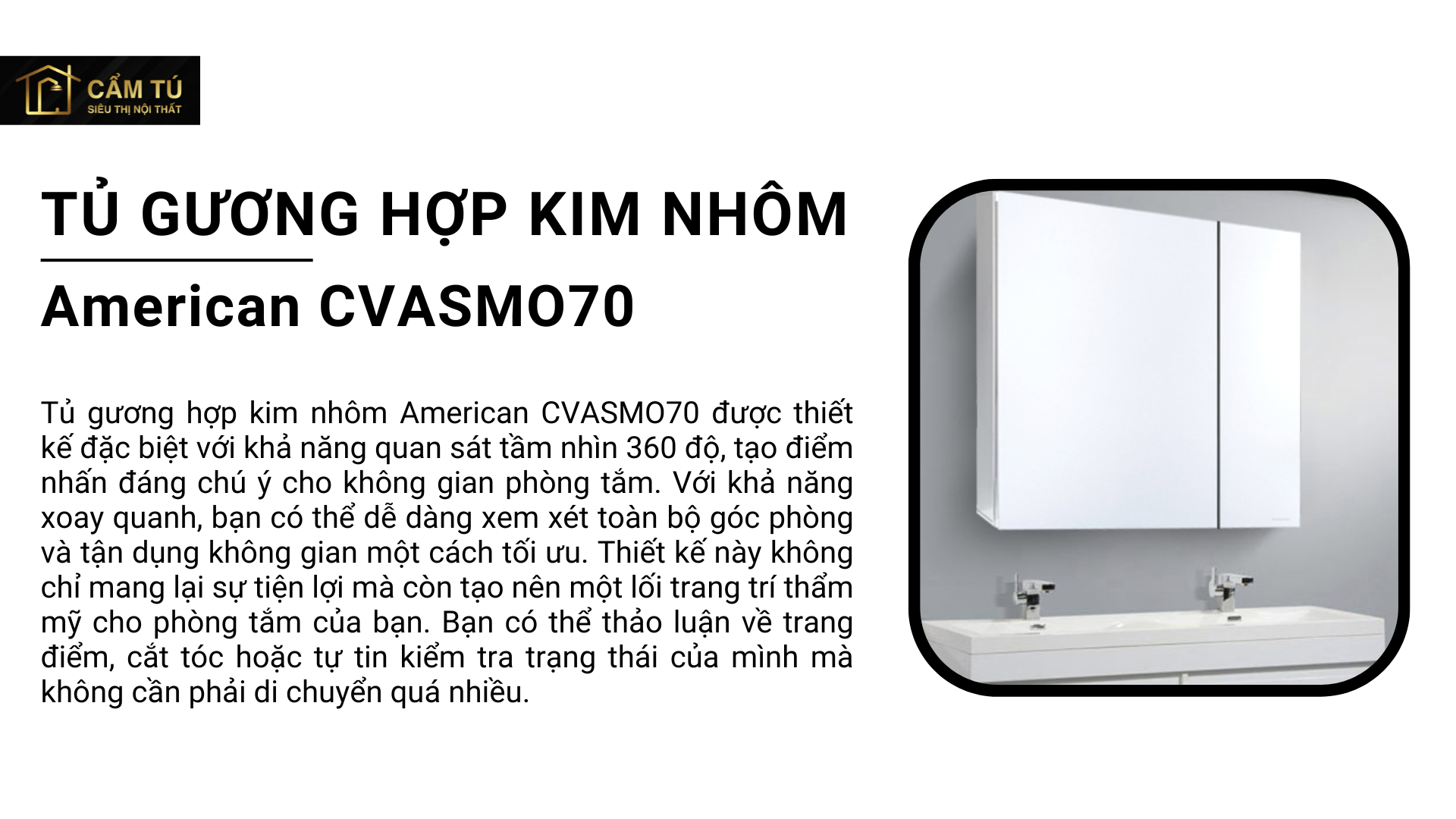 Tủ gương hợp kim nhôm American Standard CVASMO70