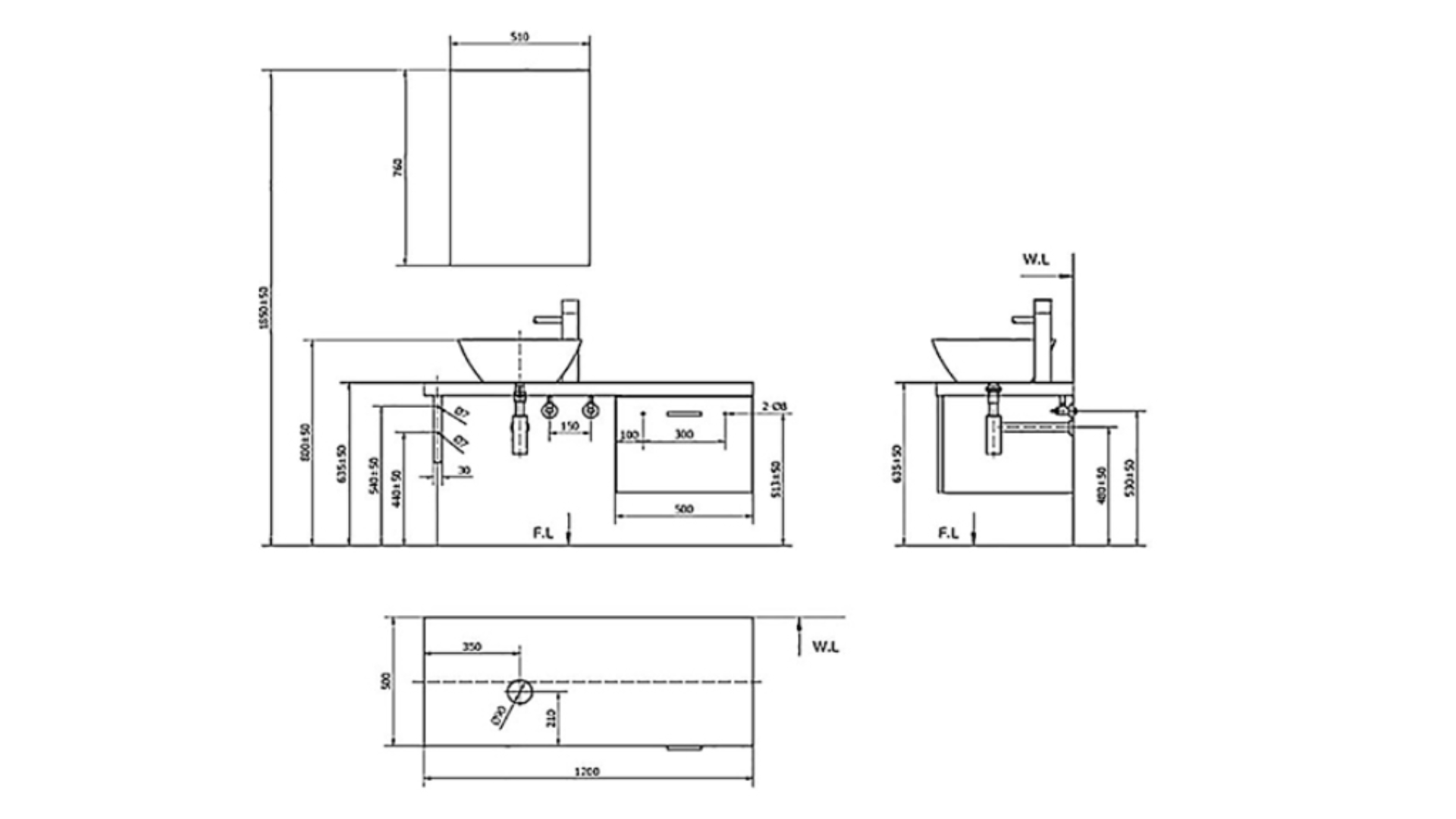 Tủ Lavabo BELLA INAX CB1206-5QF-B