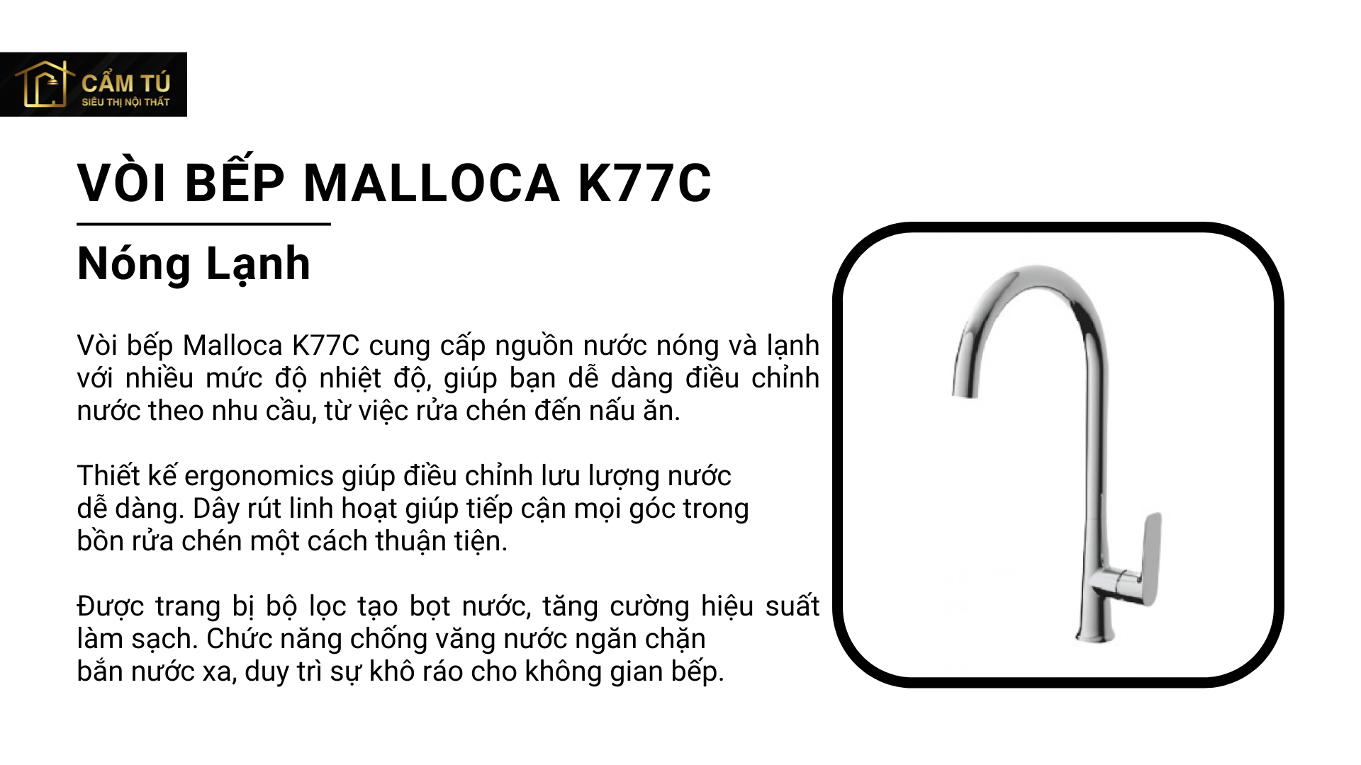 Vòi Bếp Malloca K77C Nóng Lạnh