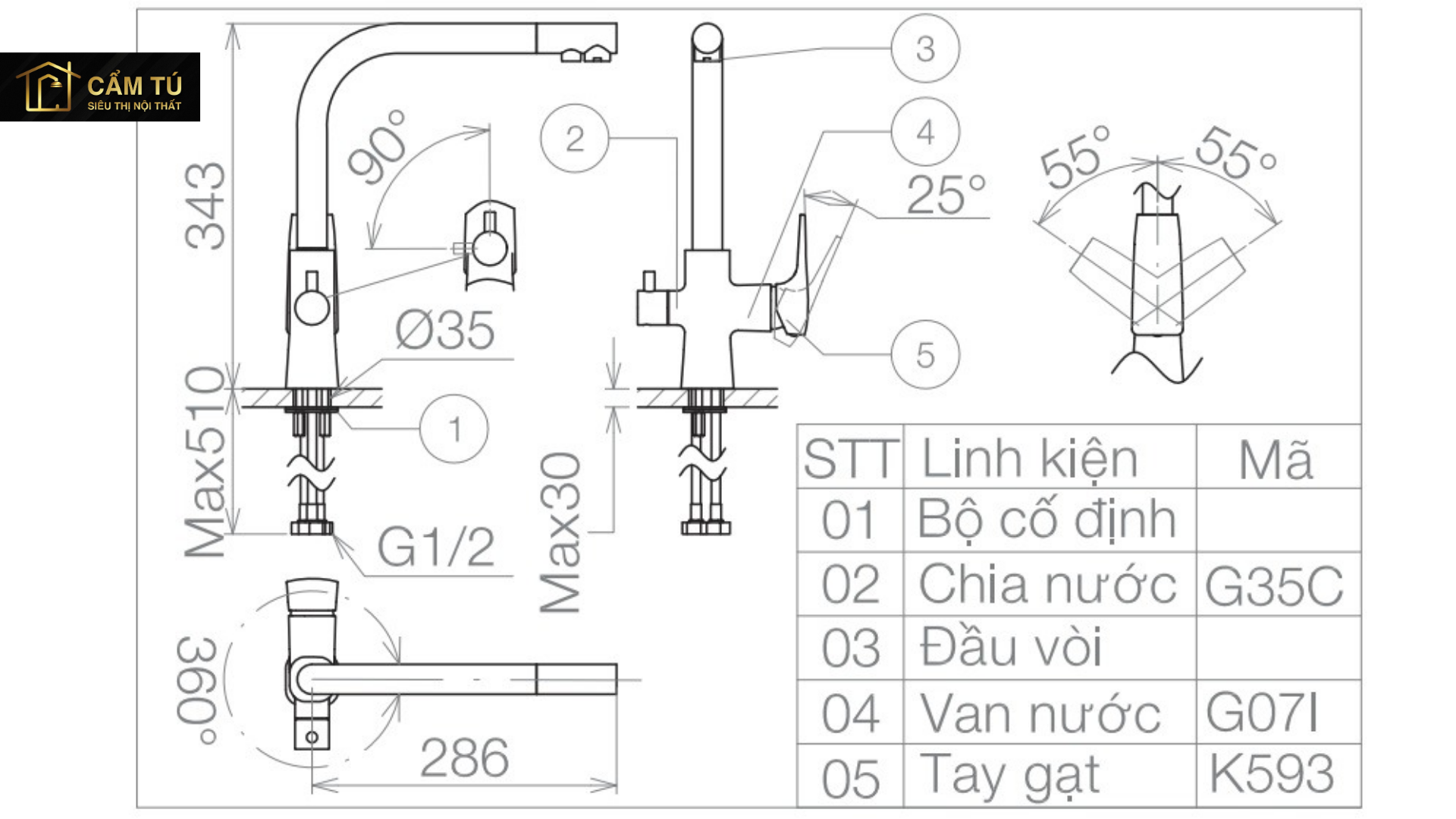 Vòi Bếp Viglacera VG713 Nóng Lạnh