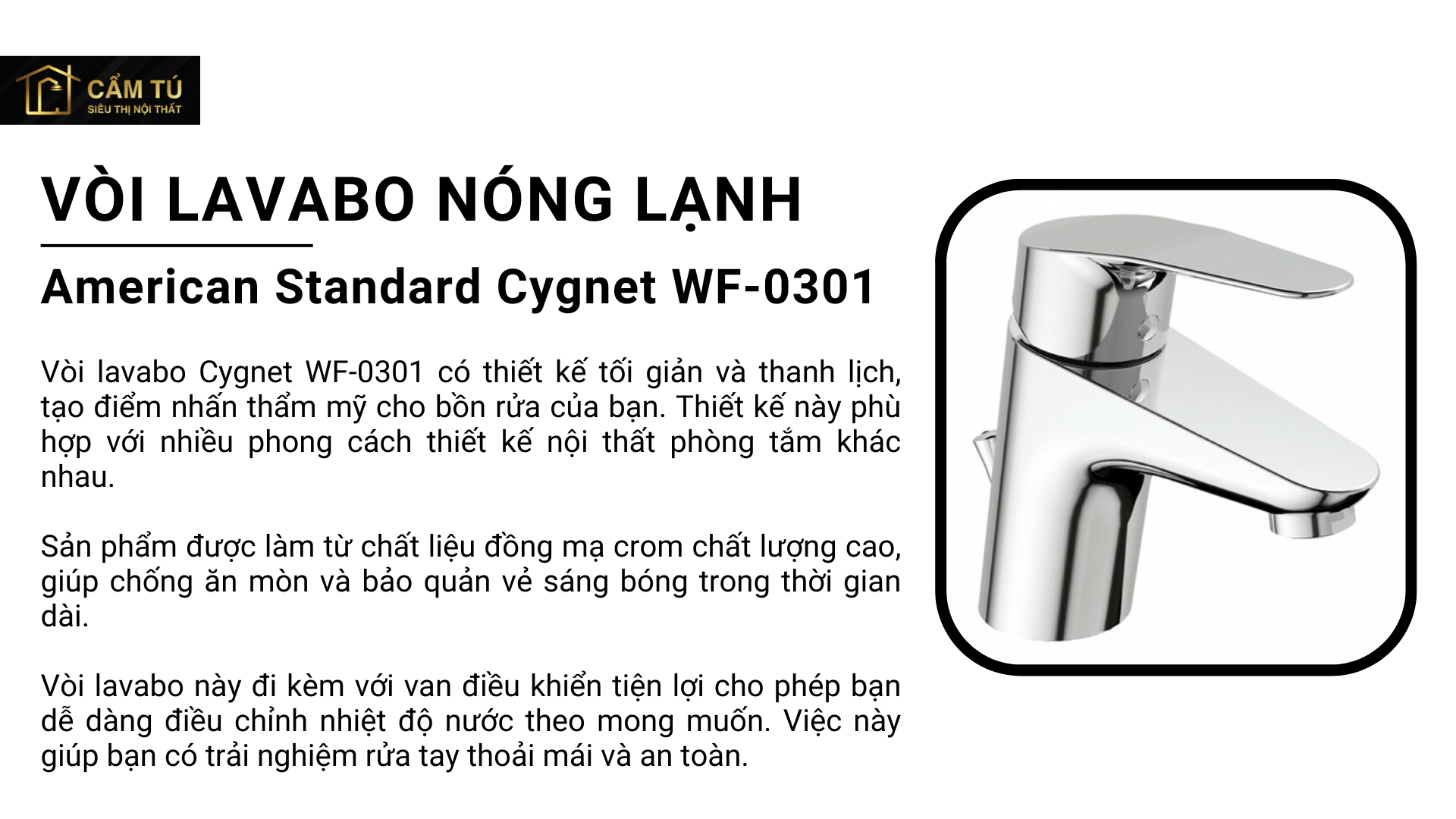 Vòi Lavabo American Standard Cygnet WF-0301 Nóng Lạnh