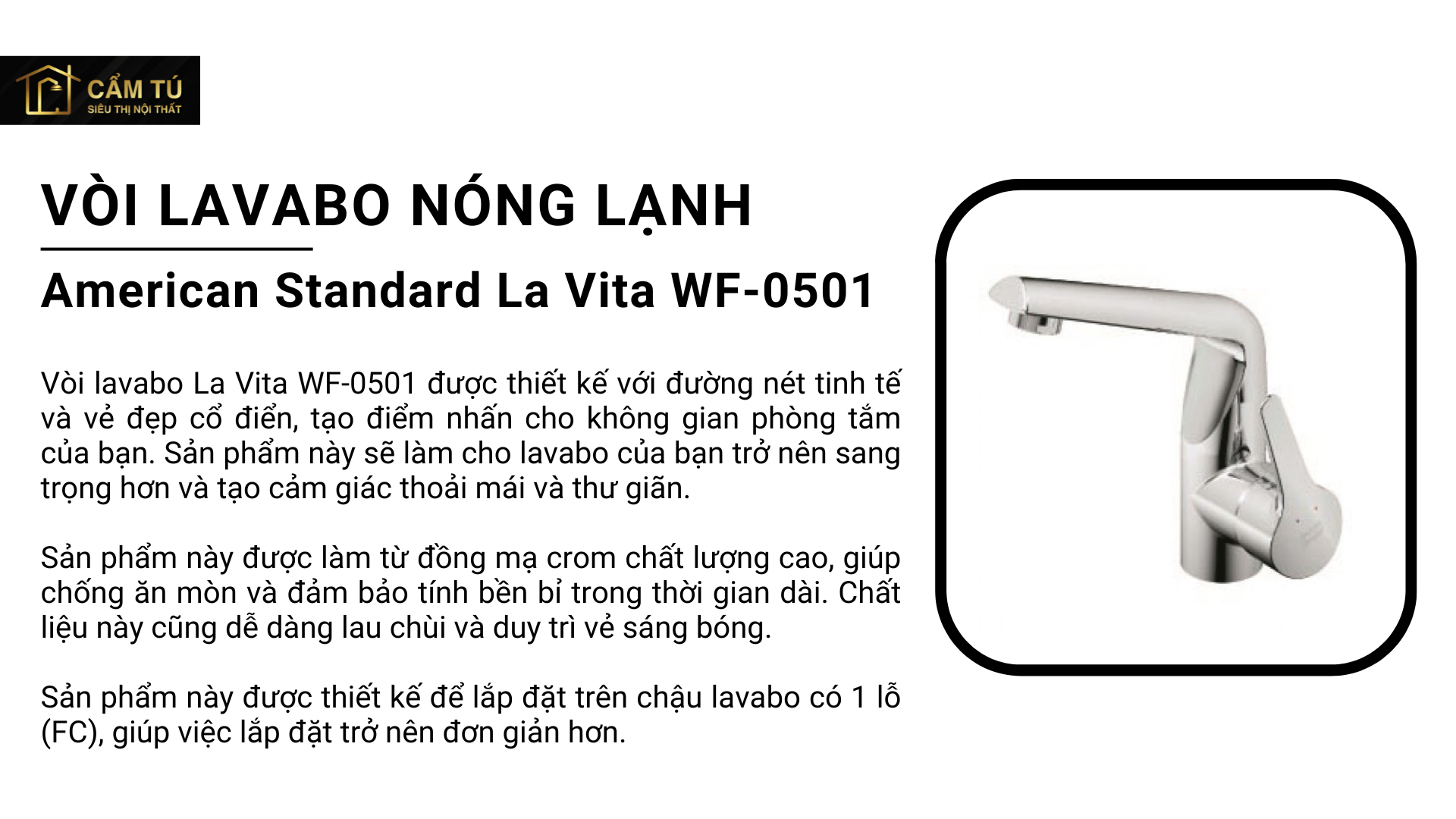 Vòi Lavabo American Standard La Vita WF-0501 Nóng Lạnh