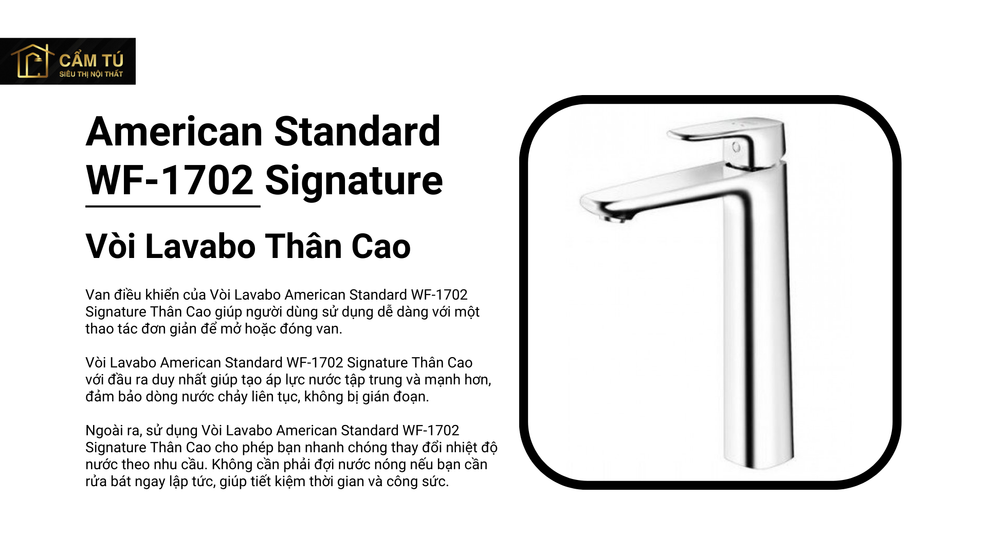 Vòi Lavabo American Standard WF-1702 Signature Thân Cao