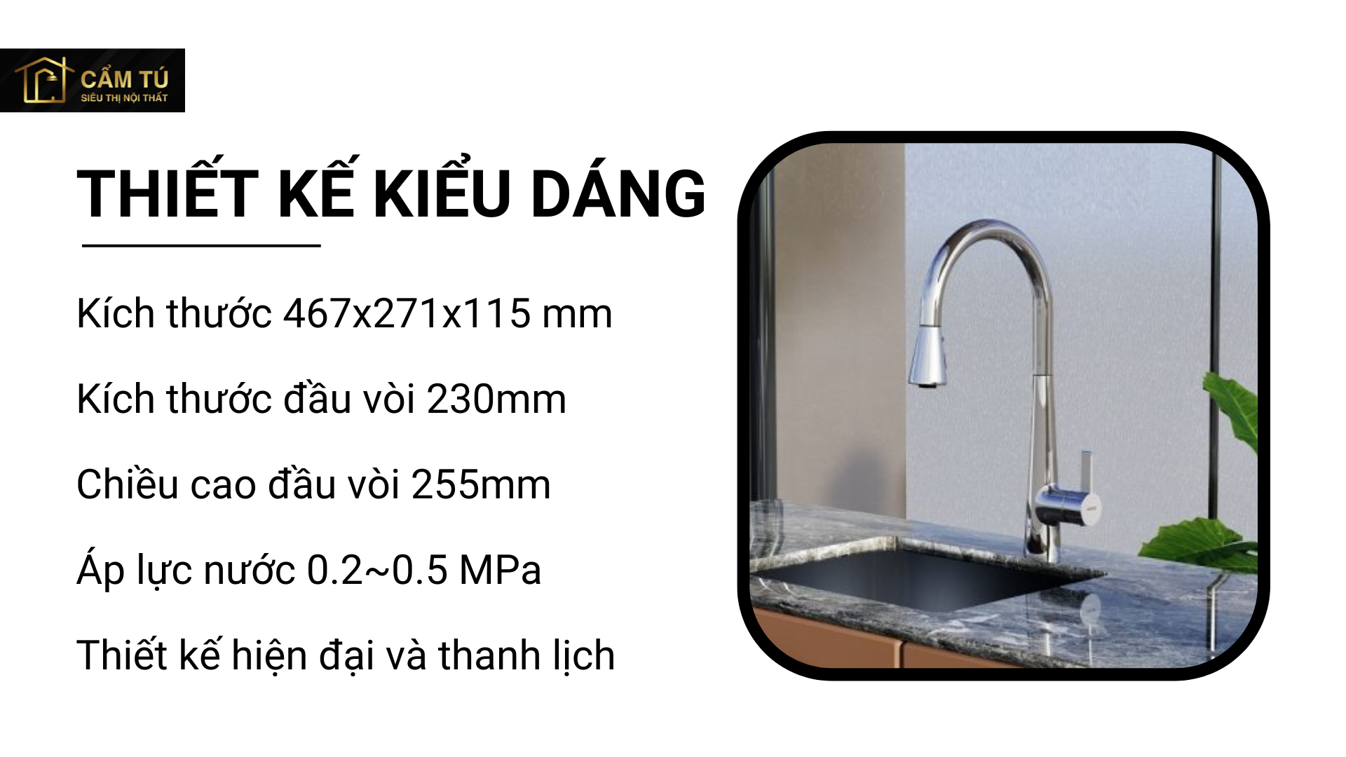 Vòi Rửa Chén Caesar Rút K905C Dây Nóng Lạnh