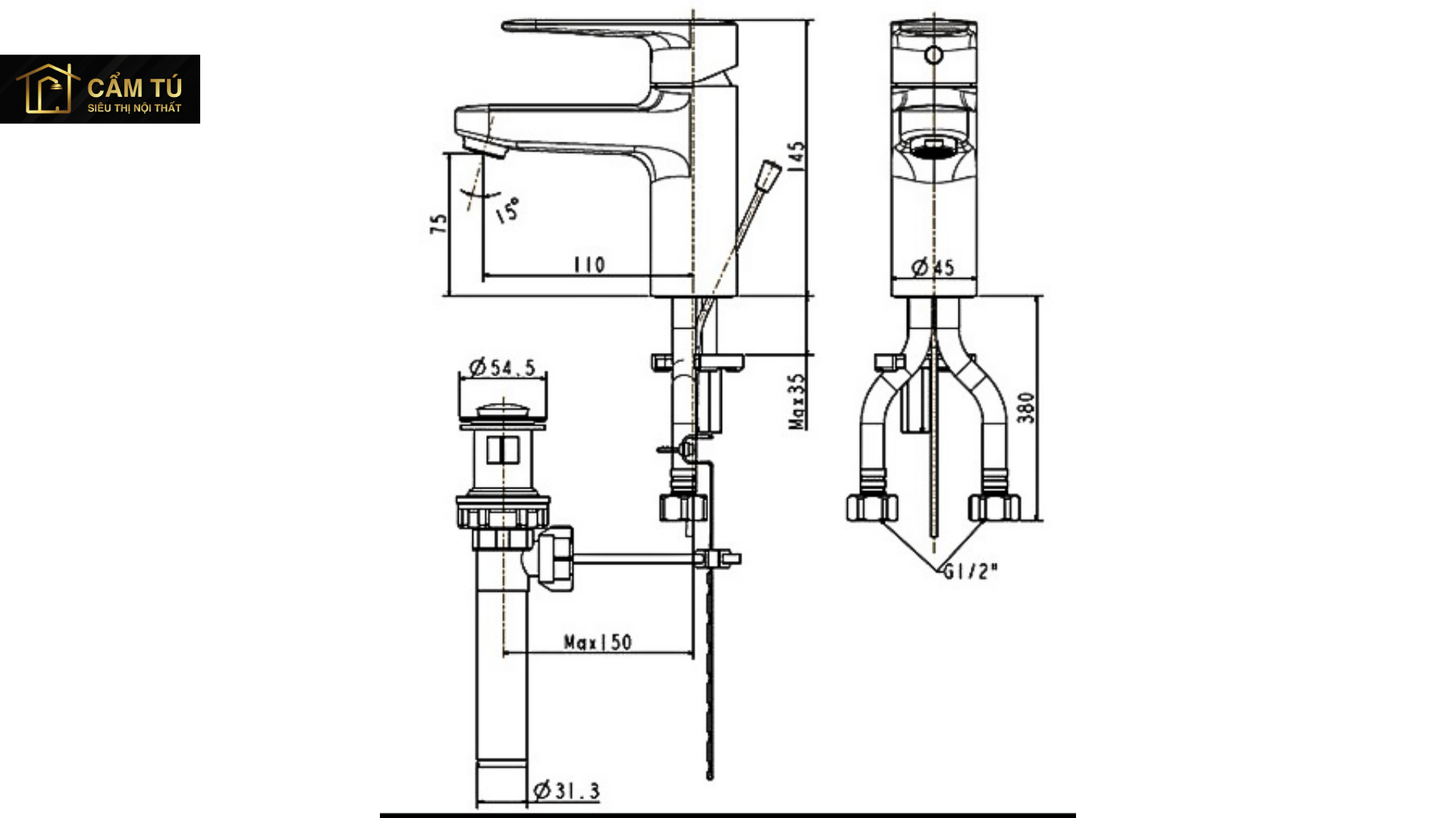 Vòi Rửa Lavabo American Standard WF-B201 Slimplica Nóng Lạnh