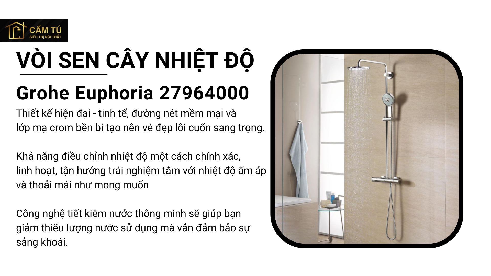 Vòi Sen Cây Nhiệt Độ Grohe Euphoria 27964000