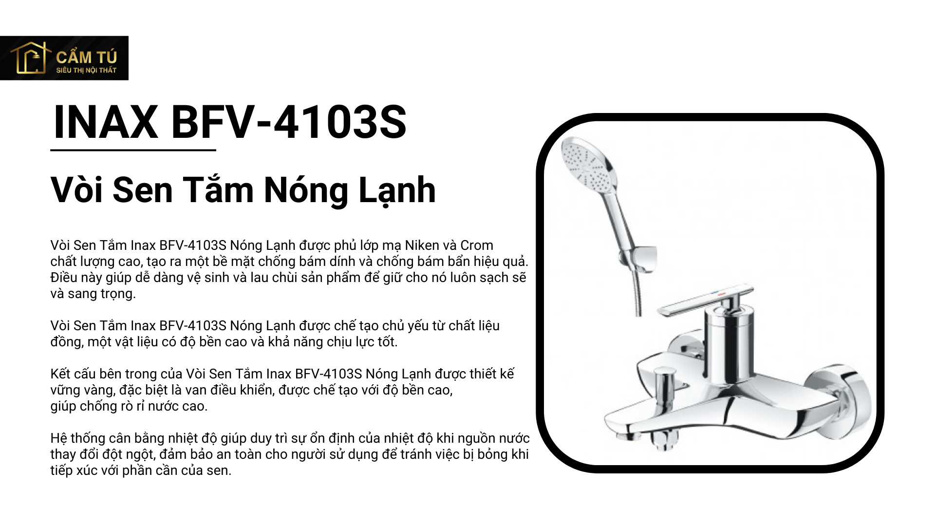 Vòi Sen Tắm Inax BFV-4103S Nóng Lạnh