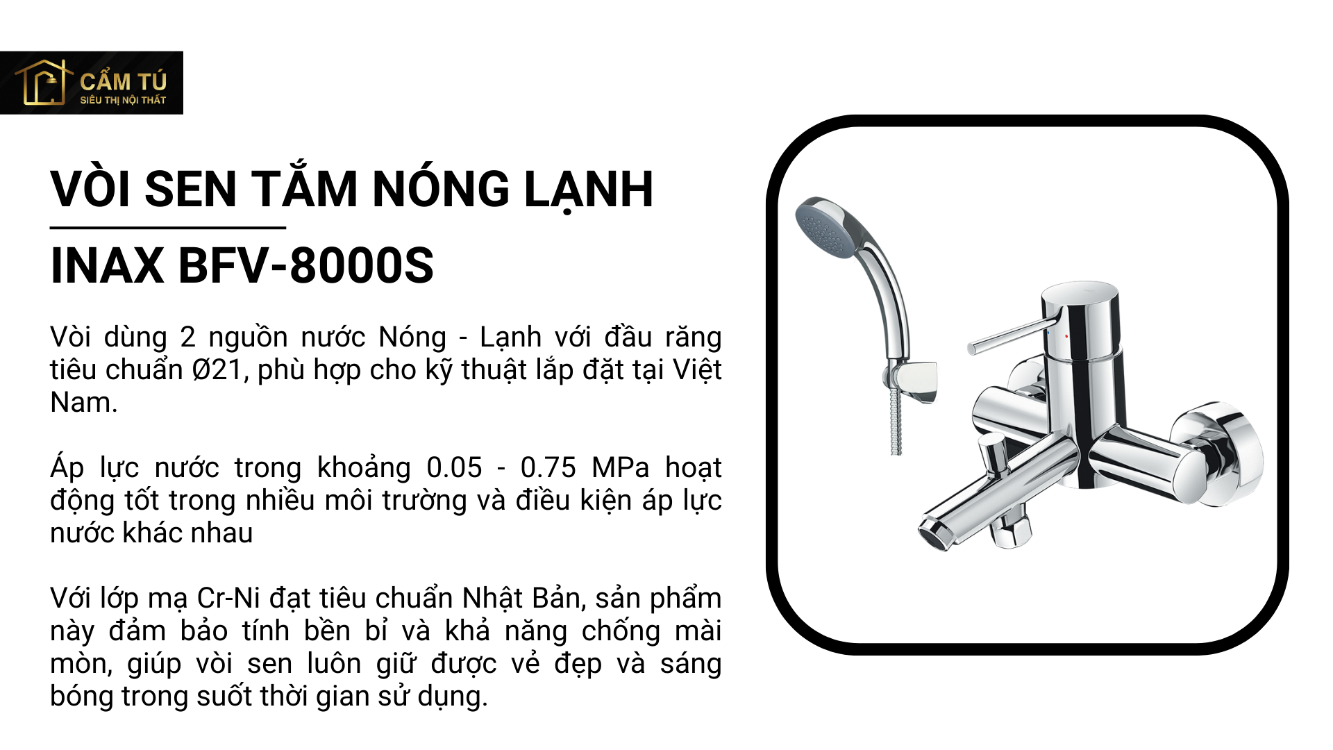 Vòi Sen Tắm Inax BFV-8000S Nóng lạnh