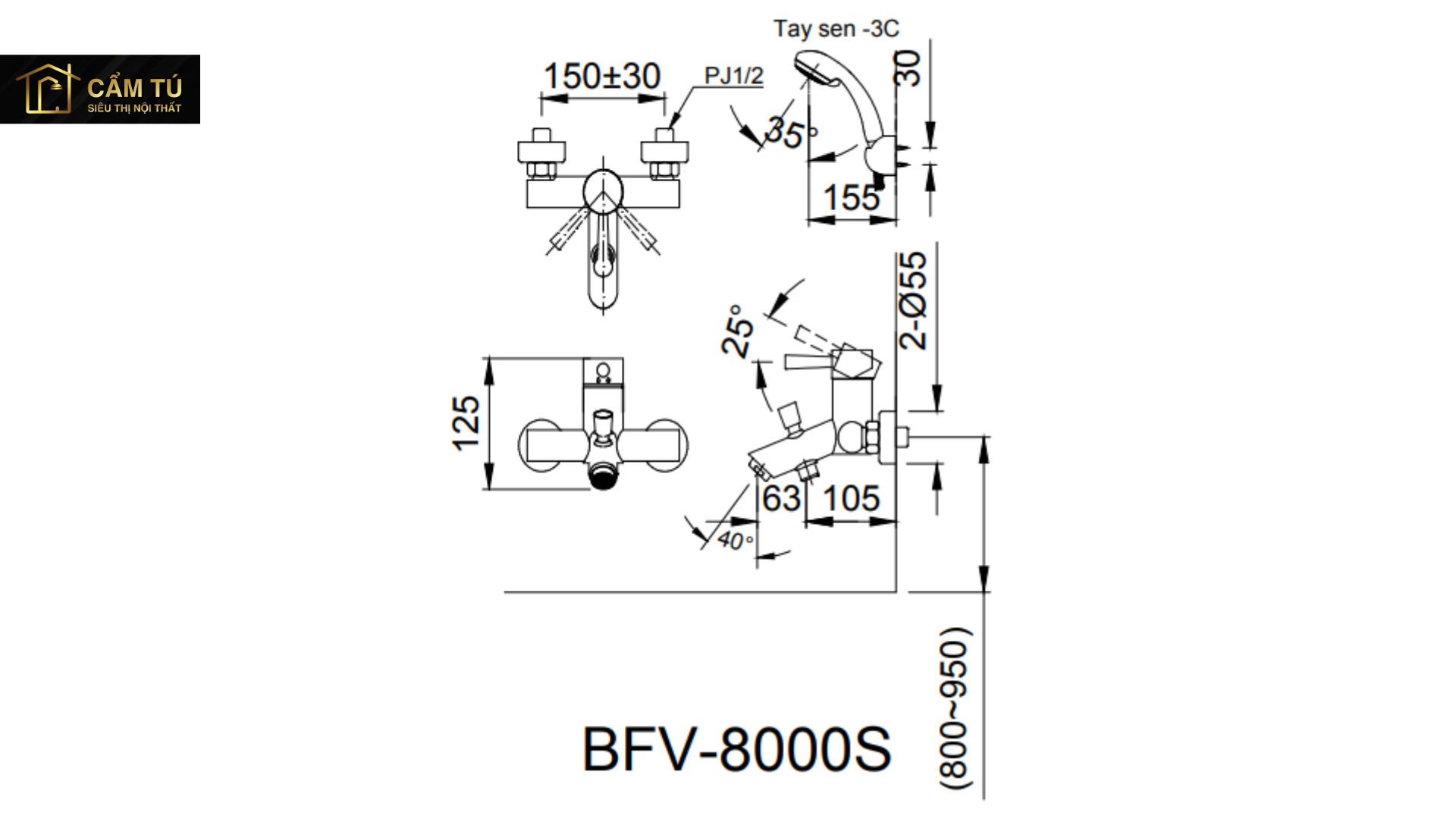 Vòi Sen Tắm Inax BFV-8000S Nóng lạnh