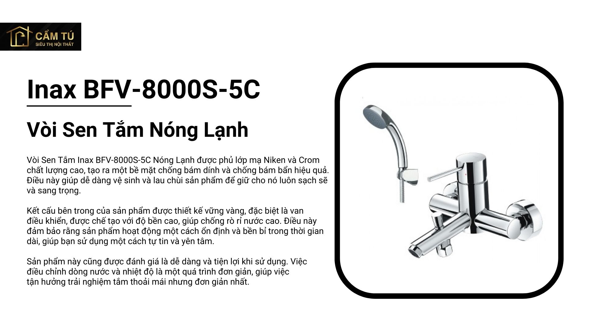 Vòi Sen Tắm Inax BFV-8000S-5C Nóng Lạnh