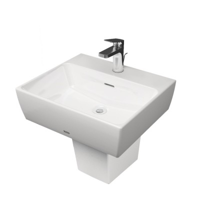 Chậu Rửa Mặt Lavabo TOTO LHT328C Chữ Nhật Treo Tường Chân Ngắn